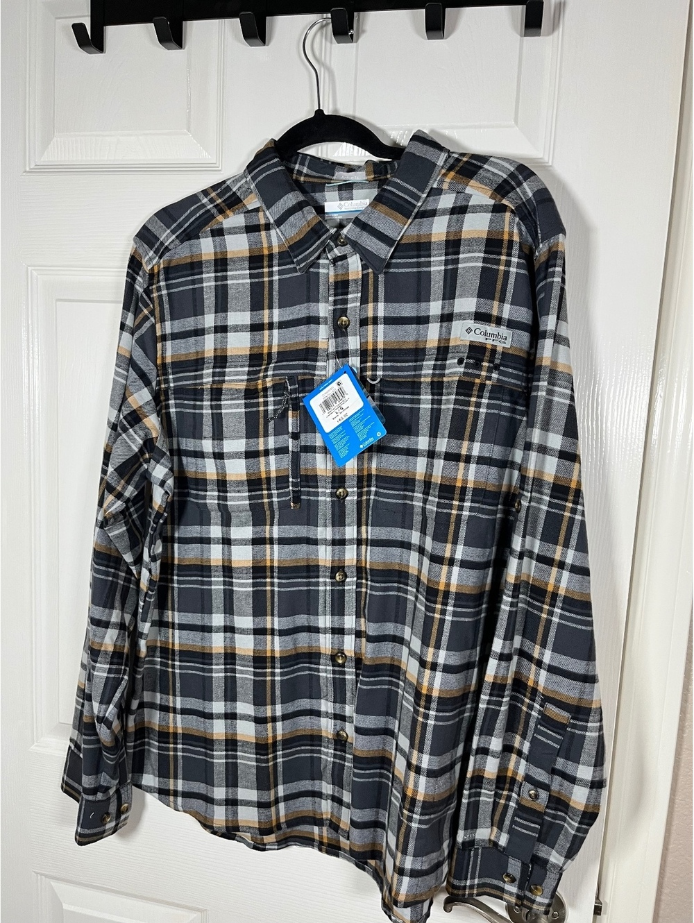 Columbia gray plaid long sleeve button shirt men’s large